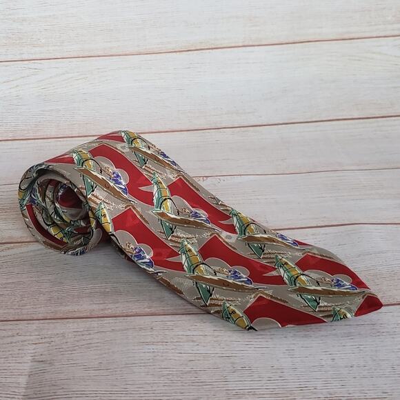 Renoma Paris 100% Silk Wind Surfing Print Tie - Picture 1 of 7